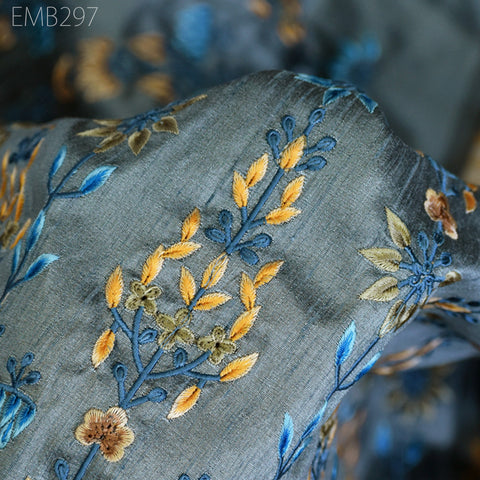 Indian Embroidery Fabric by the yard Sewing DIY Crafting Embroidered Wedding Dresses Fabric Costumes Dolls Bags Cushion Covers Table Runners