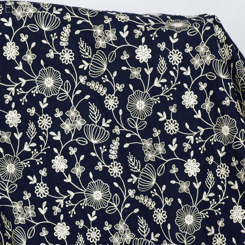 Embroidered Fabric Indian Embroidery Cotton Fabric by the Yard Sewing Fabric DIY Crafting Summer Women Dresses Costumes Doll Bag Home Decor