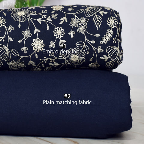 Embroidered Fabric Indian Embroidery Cotton Fabric by the Yard Sewing Fabric DIY Crafting Summer Women Dresses Costumes Doll Bag Home Decor