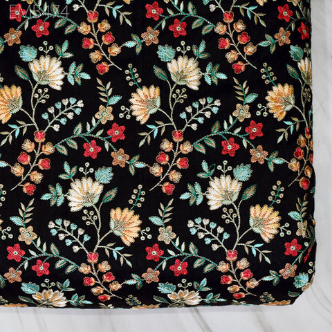 Embroidered Fabric by the yard Sewing DIY Crafting Indian Embroidery Wedding Dress Costumes Dolls Bags Cushion Covers Table Runners Blouses