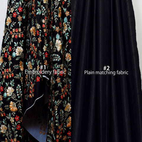 Embroidered Fabric by the yard Sewing DIY Crafting Indian Embroidery Wedding Dress Costumes Dolls Bags Cushion Covers Table Runners Blouses