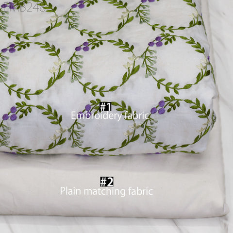 Embroidered Fabric Indian Embroidery Cotton Fabric by the Yard Sewing Fabric DIY Crafting Summer Women Dresses Costumes Doll Bag Home Decor