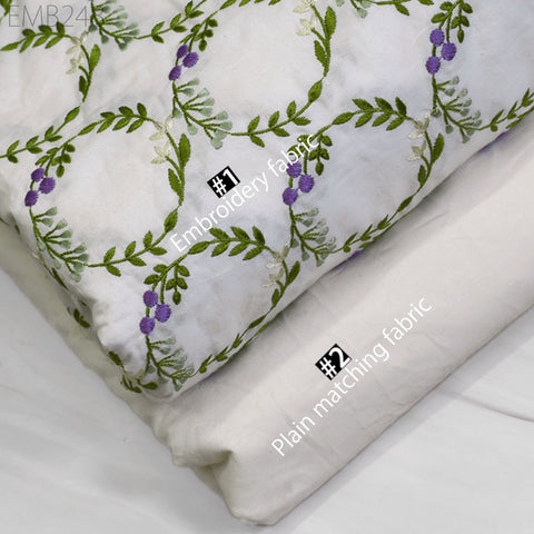 Embroidered Fabric Indian Embroidery Cotton Fabric by the Yard Sewing Fabric DIY Crafting Summer Women Dresses Costumes Doll Bag Home Decor