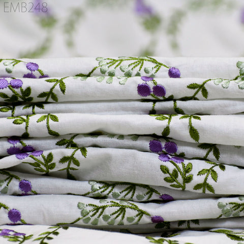 Embroidered Fabric Indian Embroidery Cotton Fabric by the Yard Sewing Fabric DIY Crafting Summer Women Dresses Costumes Doll Bag Home Decor