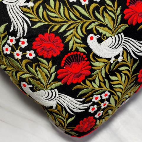 Indian Embroidered Fabric by the yard Sewing DIY Crafting Embroidery Wedding Dresses Fabric Costumes Dolls Bags Cushion Covers Table Runners