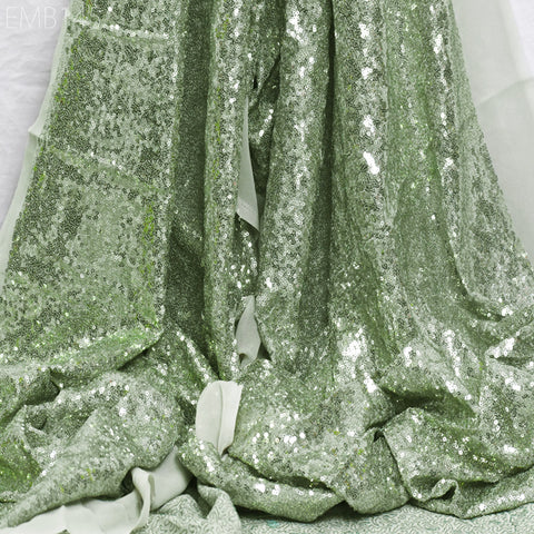 Pistachio Green Georgette Sequin Wedding Dress Embroidered Fabric by Yard Indian Sequin fabric Saree Crafting Sewing Costumes Doll Making