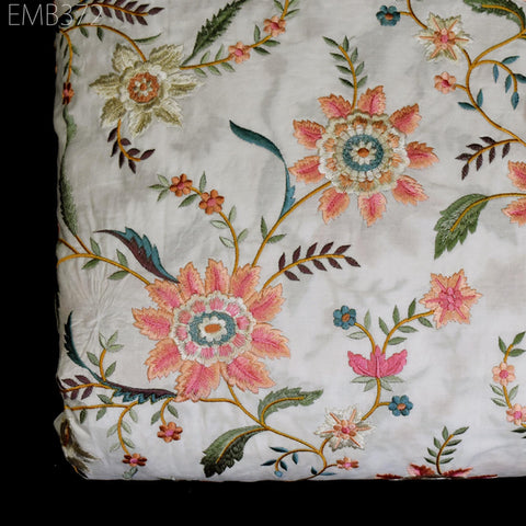 Indian Embroidered by the yard Fabric Sewing DIY Crafting Embroidery Wedding Dresses Fabric Costumes Dolls Bags Cushion Covers Table Runners