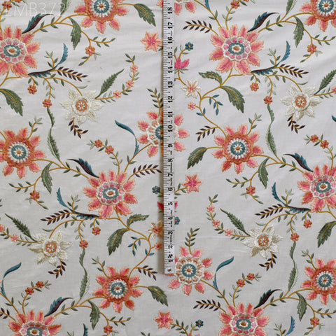 Indian Embroidered by the yard Fabric Sewing DIY Crafting Embroidery Wedding Dresses Fabric Costumes Dolls Bags Cushion Covers Table Runners