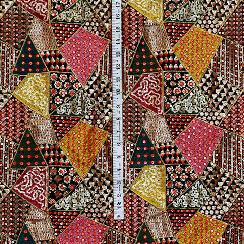 Indian Embroidery Fabric by Yard Georgette Black Embroidered Sewing Curtain DIY Crafting Summer Women Dress Material Drapery Home Decor