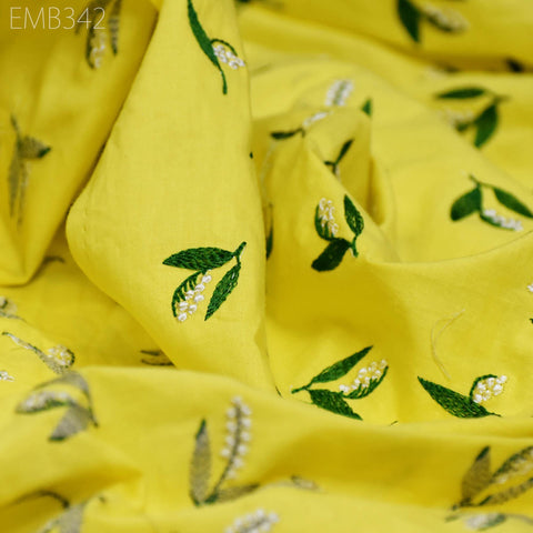 Embroidered Cotton Fabric by the Yard Indian Embroidery Sewing DIY Crafting Summer Women Kids Dresses Costumes Doll Bag Home Decor Curtain