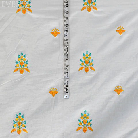 Floral Embroidered Cotton Fabric by the Yard Indian Embroidery Sewing DIY Crafting Women Summer Dresses Costumes Tote Bag Home Decor Curtain