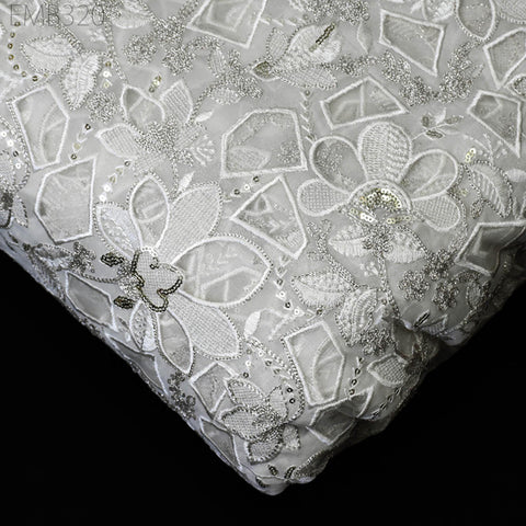 Wedding Dress Material Net Embroidered Fabric by the Yard Dyeable Indian Embroidery Sewing Crafting Summer Dress Drapery Home Decor