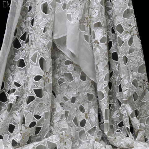Wedding Dress Material Net Embroidered Fabric by the Yard Dyeable Indian Embroidery Sewing Crafting Summer Dress Drapery Home Decor