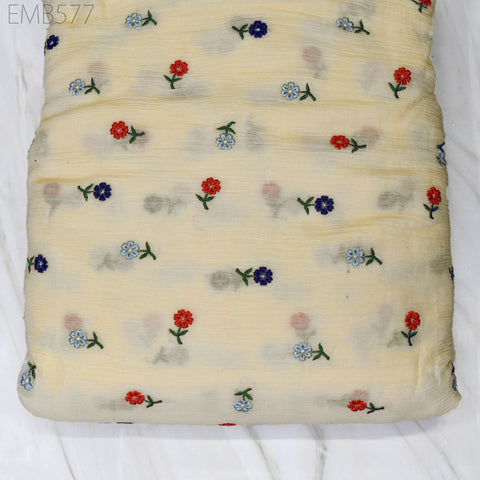 40'' Organic Cotton Crepe Embroidered Crinkled Soft Fabric by the yard Wrinkled Stretchable Indian Sewing Summer Kids Girls Women Dresses