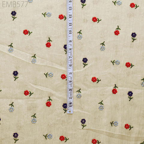 40'' Organic Cotton Crepe Embroidered Crinkled Soft Fabric by the yard Wrinkled Stretchable Indian Sewing Summer Kids Girls Women Dresses