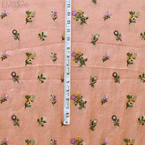 40'' Organic Cotton Crepe Embroidered Crinkled Soft Fabric by the yard Wrinkled Stretchable Indian Sewing Summer Kids Girls Women Dresses