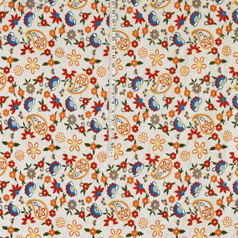 White Embroidered Cotton Fabric by the Yard Indian Embroidery Sewing DIY Crafting Women Summer Dresses Costumes Tote Bag Home Decor Curtains