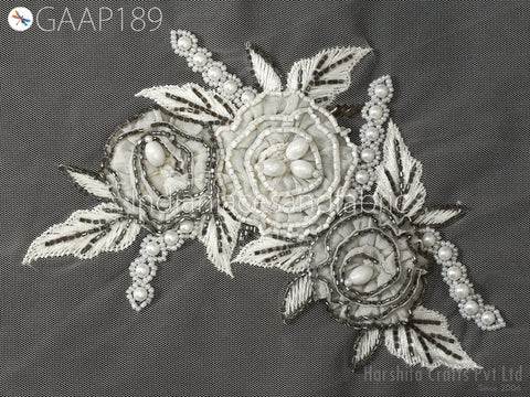Beaded floral Patch sew on Applique