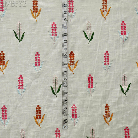 Embroidered Organic Cotton Fabric by the Yard Indian Embroidery Fabric DIY Crafting Sewing Summer Women Dresses Costumes Doll Bag Home Decor