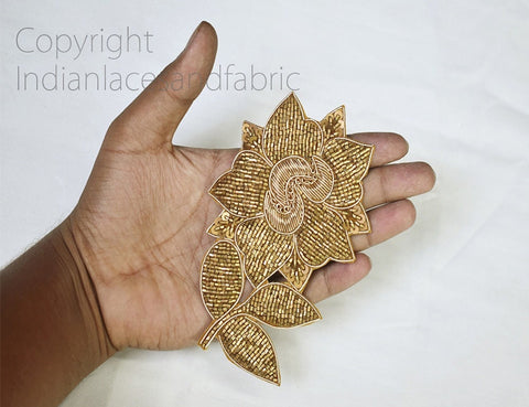 Wedding Dress Patch Beaded Designer Flower Design Applique Flower Design Applique Embroidery Applique Rhinestone Appliques