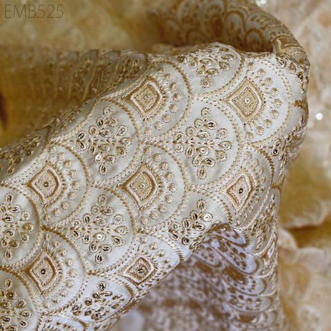 Embroidered Fabric by the yard Sewing DIY Crafting Indian Embroidery Wedding Dress Costumes Dolls Bags Cushion Covers Table Runners Blouses