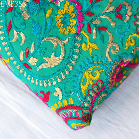 Indian Paisley Embroidery Fabric by the Yard Embroidered Georgette Sewing Curtain Crafting Summer Women Dress Material Drapery Home Decor