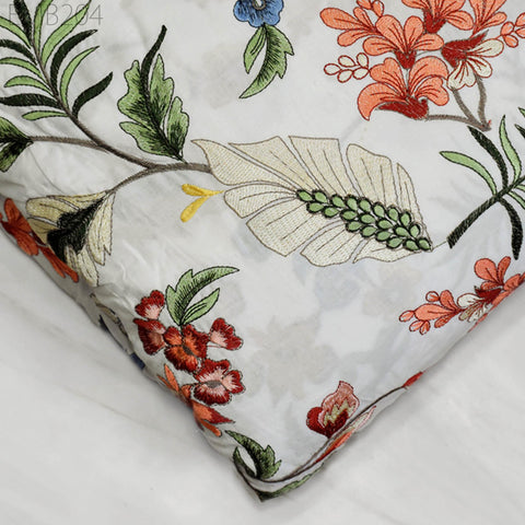 Indian Embroidered Cotton Fabric by the Yard: Floral Summer Dress, Home Decor (54" Width)