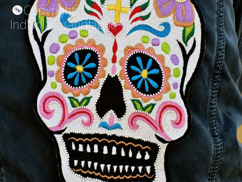 Decorative Beaded Patches, Skull Handmade Patches, Handcrafted Appliques, Scrap booking Appliques, Wholesale Appliques