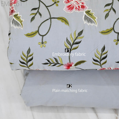 Floral Embroidered Cotton Linen Fabric by the Yard Indian Embroidery Sewing DIY Crafting Summer Dresses Costumes Tote Bag Home Decor Curtain