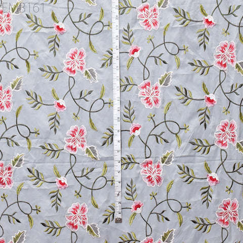 Floral Embroidered Cotton Linen Fabric by the Yard Indian Embroidery Sewing DIY Crafting Summer Dresses Costumes Tote Bag Home Decor Curtain