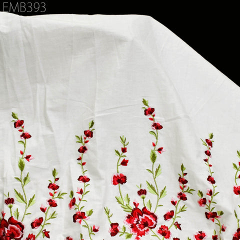 Floral Embroidered Cotton Fabric by the Yard Indian Embroidery Sewing DIY Crafting Women Summer Dresses Costumes Tote Bag Home Decor Curtain