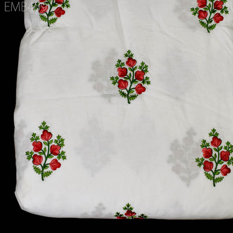 Floral Embroidered Cotton Fabric by the Yard Indian Embroidery Sewing DIY Crafting Women Summer Dresses Costumes Tote Bag Home Decor Curtain