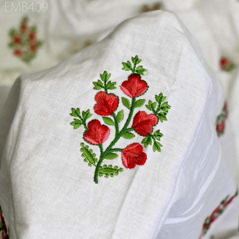 Floral Embroidered Cotton Fabric by the Yard Indian Embroidery Sewing DIY Crafting Women Summer Dresses Costumes Tote Bag Home Decor Curtain