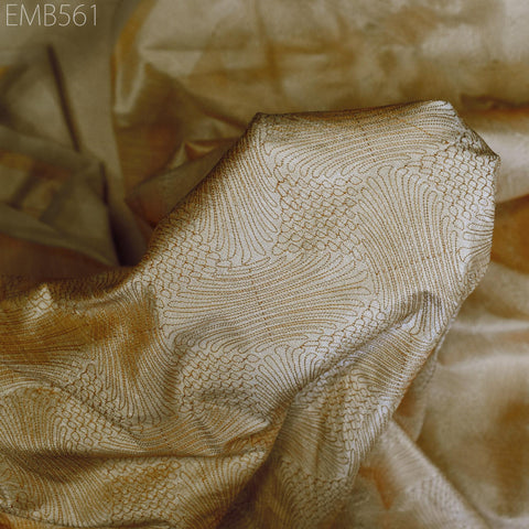 Beige Fabric by the yard Sewing DIY Crafting Indian Embroidery Wedding Dress Costumes Dolls Bags Cushion Covers Table Runners Blouses