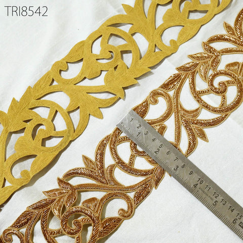9 yard Handmade Zardozi Trim | Indian Handcrafted Wedding Sari Border DIY Crafting Ribbon Saree Wholesale Gold Zari Trim Victorian Costumes