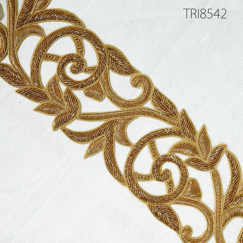 Exclusive Zardozi Trim By Yard | Indian Handmade Wedding Sari Border DIY Craft Ribbon Saree Embroidered Sew on Zari Trim Embellish Costumes