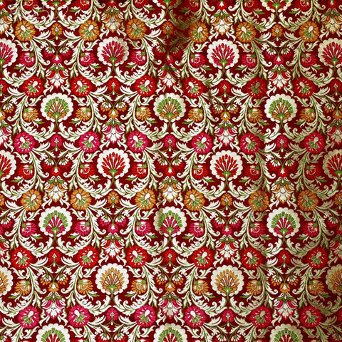 Maroon Indian Brocade Silk Fabric by the Yard Wedding Dresses Jacket Banarasi Costume Material Sewing Crafting Curtain Upholstery Furnishing
