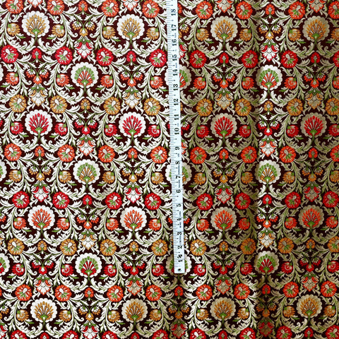 Burgundy Indian Brocade Fabric by Yard Historic Costume Banarasi Wedding Dress Sewing Material Banaras Knee Length Coat Duvet Cover Valances