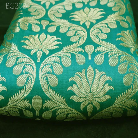 Indian Rama Green Brocade Banarasi Blended Fabric Wedding Dress Banaras Brocade by the Yard Crafting Sewing Cushion Covers Bridal Blouses