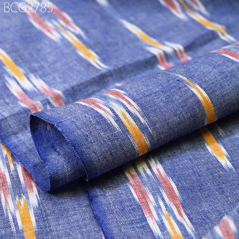 Blue Indian Ikat Cotton Fabric by yard Homespun Handwoven Cushion Covers Crafting Summer Women Pajamas Kids Shorts Sewing Kitchen Curtains