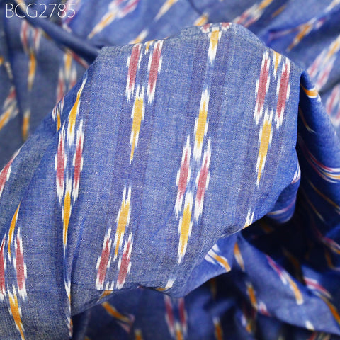 Blue Indian Ikat Cotton Fabric by yard Homespun Handwoven Cushion Covers Crafting Summer Women Pajamas Kids Shorts Sewing Kitchen Curtains