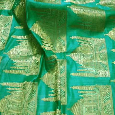 Sea Green Sewing Crafting Indian Banarasi Brocade Fabric by the Yard Wedding Dress Brocade Fabric Bridal Dress Material Skirts Cushions
