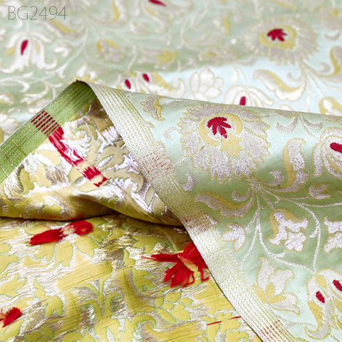 Pista Brocade Fabric by Yard Historic Costume Indian Banarasi Wedding Dress Sewing Material Banaras Knee Length Coat Upholstery Duvet Covers