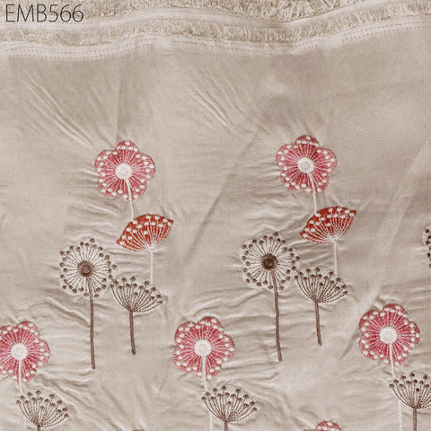 Embroidered Fabric by the yard Sewing DIY Crafting Indian Embroidery Wedding Dress Costumes Dolls Bags Cushion Covers Table Runners Blouses