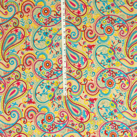 Indian Paisley Embroidered Fabric by the Yard Georgette Embroidery Sewing Curtain Crafting Summer Women Dress Material Drapery Home Decor