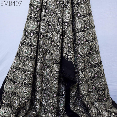 Embroidered Fabric by the yard Sewing DIY Crafting Indian Embroidery Wedding Dress Costumes Dolls Bags Cushion Covers Table Runners Blouses