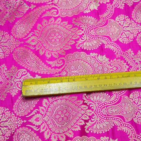 Sewing Crafting Indian Banarasi Magenta Brocade Fabric by the Yard Wedding Dress Brocade Fabric Bridal Dress Material Cushion Cover Fabric
