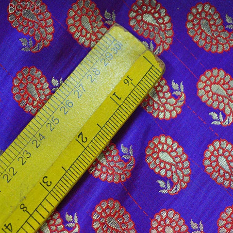 Blue Brocade Fabric by the yard Banarasi Wedding Dress Indian Fabric Crafting Costume Sewing Cushion Cover Bridal Dress Material Brocade