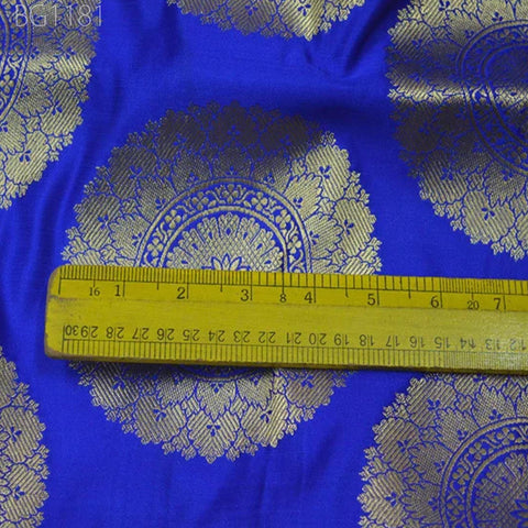 Blue Brocade Fabric by the Yard Indian Banarasi sewing Fabric for lehenga Wedding Dress Fabric banaras Blended silk fabric crafting brocade