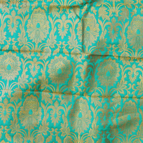 Silk Brocade Lengha Banarasi Silk Brocade Fabric by the Yard Banaras Brocade Silk Sea Green Gold for Wedding Dress Home Decor Indian Fabric